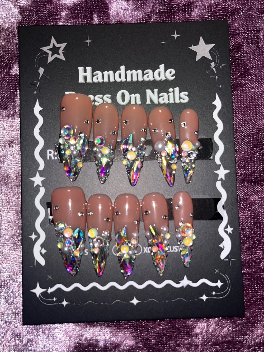 Handmade Nude Crystal Stiletto Press-On Nails